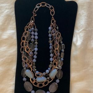 Adjustable Cooper Link and Beaded Necklace